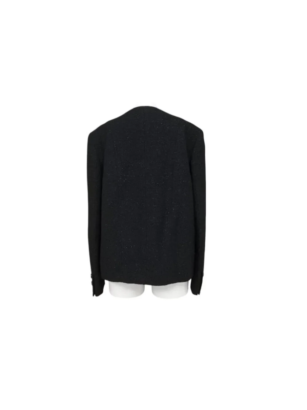 Chanel Tweed Jacket Black Wool 38